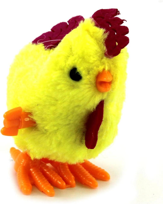 Rooster Yellow Wind-Up Jumping Chicken Plush Toy